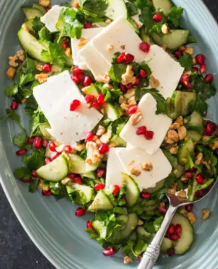 Parsley-Cucumber Salad with Feta, Pomegranate, and Walnuts