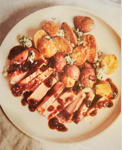 Rosemary Pork Chop with Fig-Balsamic Glaze Blue Cheese Potatoes