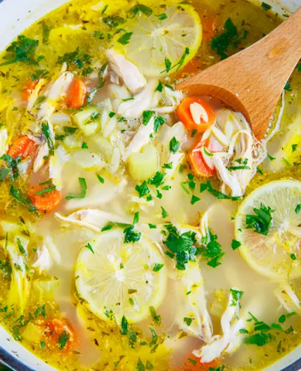 Greek Lemon, Chicken, and Orzo Soup (Dr. Masley p. 177)