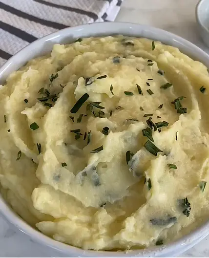 Roasted Garlic Mashed Potatoes with Feta