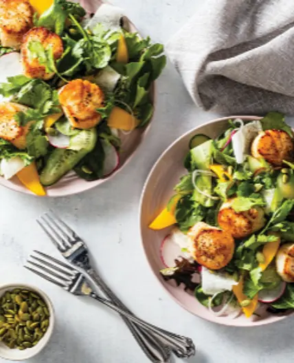 Shaved Salad with Seared Scallops (More...Test Kitchen p. 326)