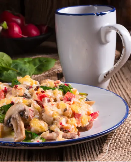 Veggie Scramble with Sweet Potato Hash