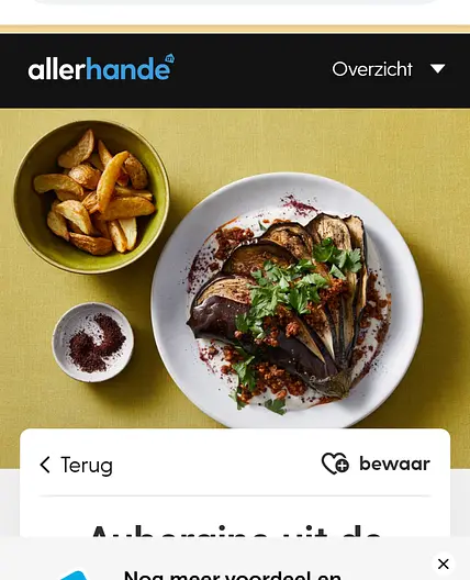 Aubergine waaier met sumakyoghurt