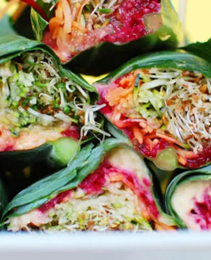 Spiralized Veggie Hummus Wraps