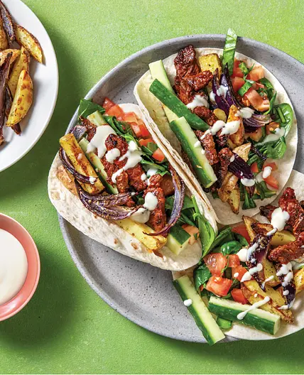 Greek-Style Beef Gyros with Oregano Fries & Garlic Aioli