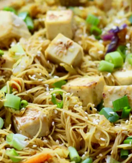 Singapore Noodles with Crispy Tofu