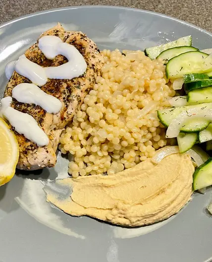 Greek-style chicken dinner