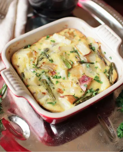 Roasted Potato and Asparagus Crustless Quiche For One
