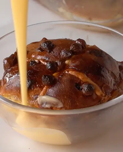 Chocolate & Caramel Hot Cross Bun Pudding