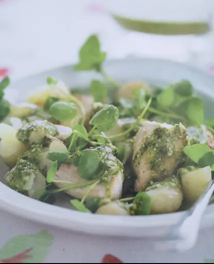Warm Chicken Pesto Salad