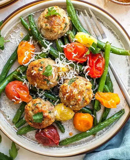 Turkey Balls on green Salad