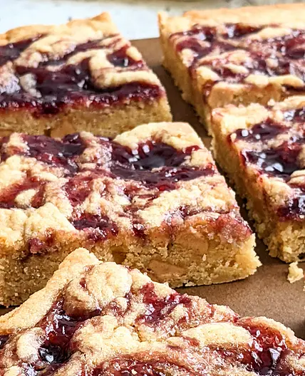 Peanut butter and jelly blondies