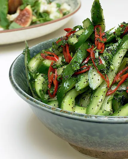 Cucumber and poppy seed salad