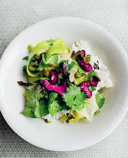 RICE, COURGETTES, PICKLED VEGETABLES