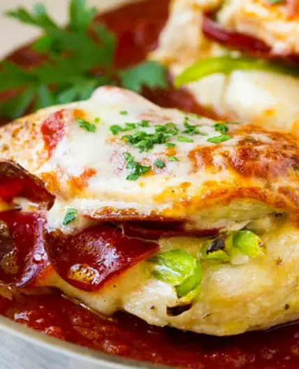 The Keto Gude - Pizza Stuffed Chicken