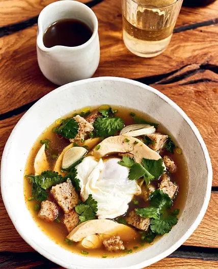 PORTUGUESE CHICKEN, CORIANDER AND GARLIC SOUP