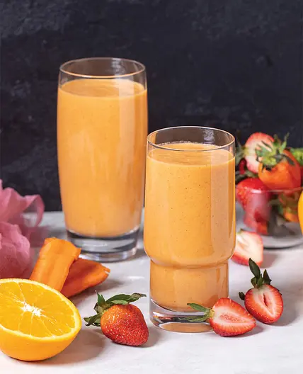 Sunrise Smoothie
(CARROT, STRAWBERRY & ORANGE)