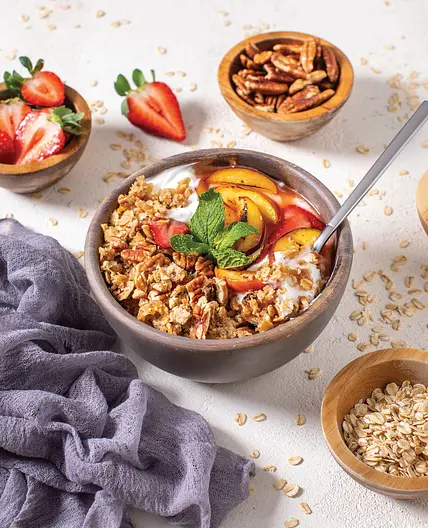 Dairy-Free Strawberry- Peach Crisp
YOGURT BOWL