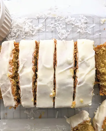 Coconut loaf cake with pineapple glae