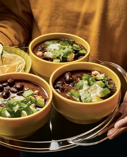 Black Bean Soup with Topper Whoppers