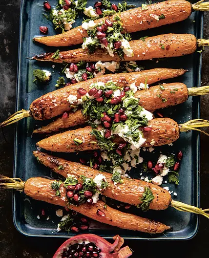 honey roasted carrots with herb oil