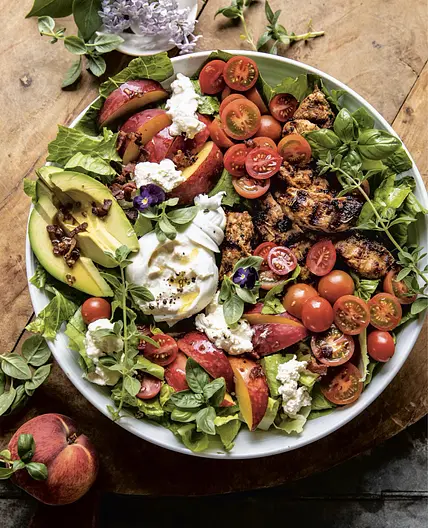 rosemary chicken avocado salad with bacon shallot vinaigrette