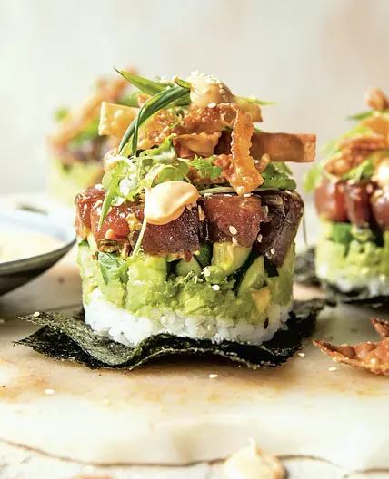 spicy tuna roll stack