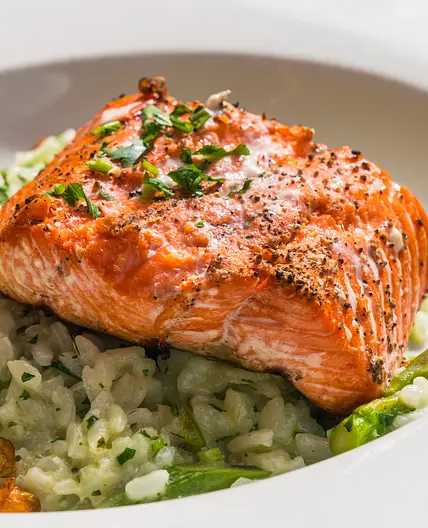 Salmon & Broad Bean Quinoa Risotto
