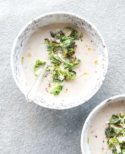 WHITE BEAN SOUP WITH CUMIN SEED + LEMON + CRISPY SPROUT LEAVES