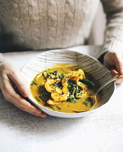 ROASTED DELICATA SQUASH + GREENS + TURMERIC BROTH