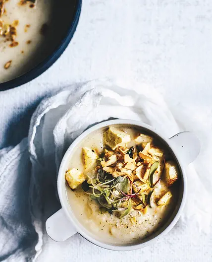 PARSNIP CHOWDER WITH GARLIC CHIPS