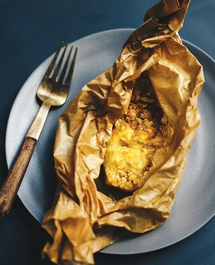 TURMERIC GARLIC-RUBBED FISH IN PARCHMENT