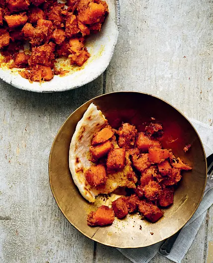 RAJASTHANI ACHARI KADDU KI SABZI  Pickled Squash with Turmeric & Dried Mango Powder