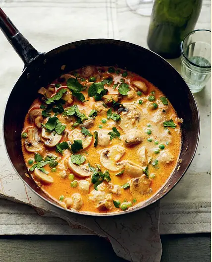 KHUMB MATAR MALAI  Creamy Mushroom & Green Pea Curry