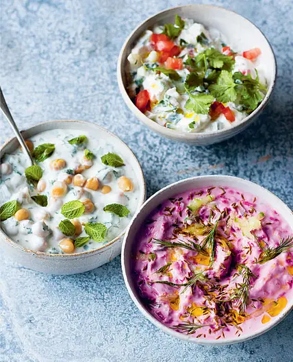 CHUKANDAR KHEERE KA RAITA COOLING BEETROOT AND CUCUMBER YOGHURT