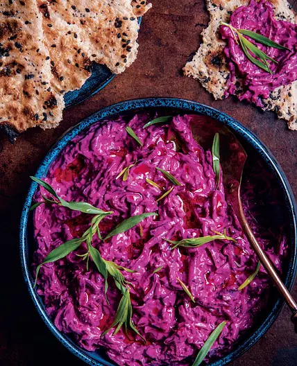 Borani-yeh Laboo Yogurt Beet Dip