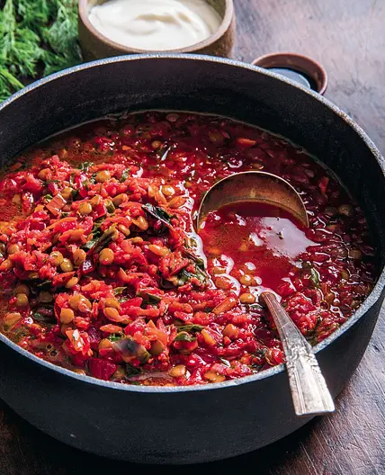 Aash-e Shooli Lentil and Beet Soup