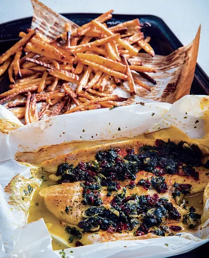 Sole in Parchment Paper with Drew’s Oven Fries