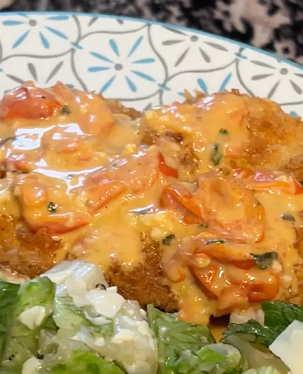 Fried Fish with Tomato Cream Sauce
