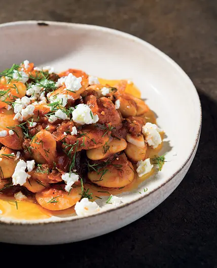 Butter Beans in Tomato Sauce with Dill and Feta