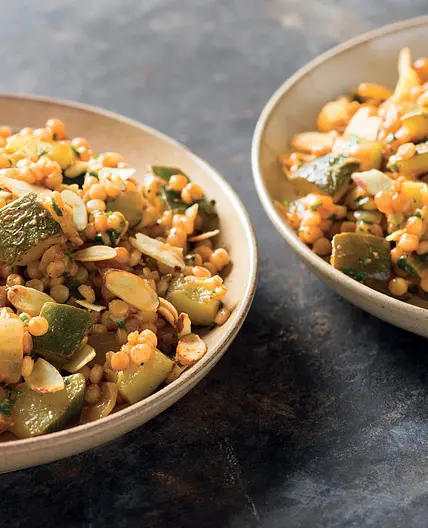 Toasted Pearl Couscous with Zucchini and Herbs