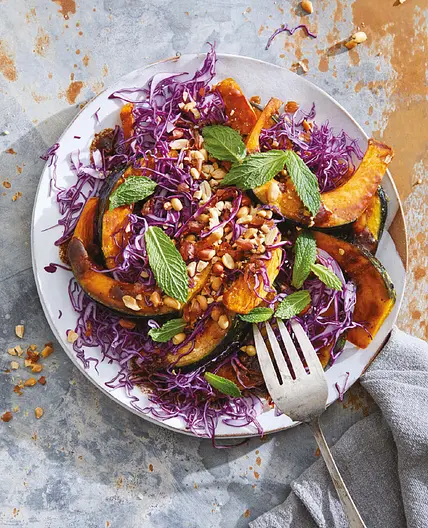 kabocha squash with herbs and cabbage