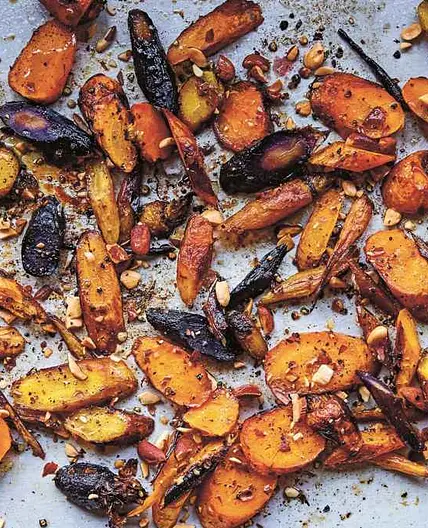 Burnt Carrots with Honey, Black Pepper, Butter, and Almonds