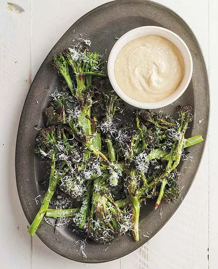 Charred Broccoli with Tonnato, Pecorino, Lemon, and Chiles