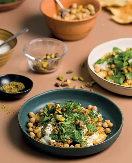 Pita, Chickpea and Herb Salad with Tahini Yogurt