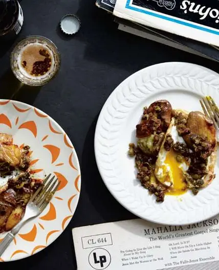 Crispy Fingerling Potatoes & Crispy Fried Eggs, Two Ways