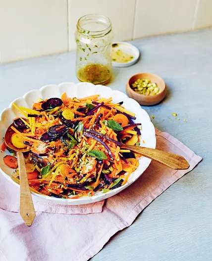 Carrot, orange and pistachio salad with za’atar and mint
