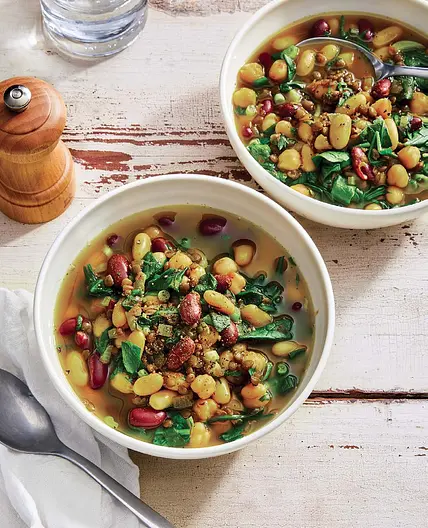 THREE-BEAN SOUP WITH TURMERIC AND LENTILS