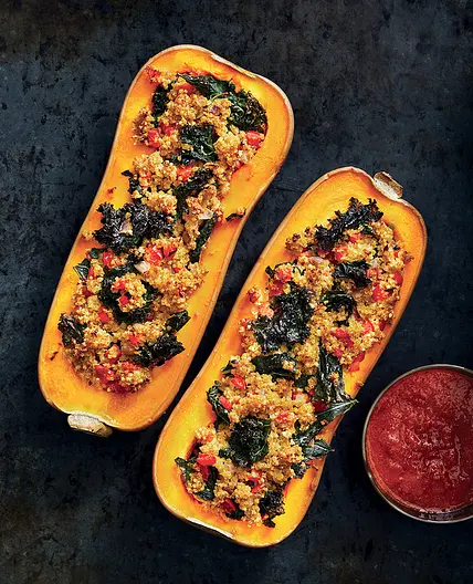 STUFFED WINTER SQUASH WITH MILLET AND KALE