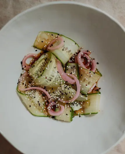 Shaved Cucumber Salad in a Honey Sesame Dressing